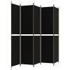 5-Panel Room Divider Black 98.4"x86.6" Fabric