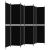 6-Panel Room Divider Black 118.1"x86.6" Fabric