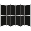 6-Panel Room Divider Black 118.1"x70.9" Fabric