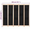 5-Panel Room Divider Black 78.7"x66.9"x1.6" Fabric