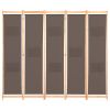 5-Panel Room Divider Brown 78.7"x66.9"x1.6" Fabric