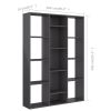 Room Divider/Book Cabinet High Gloss Gray 39.4"x9.4"x55.1" Engineered Wood