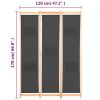 3-Panel Room Divider Gray 47.2"x66.9"x1.6" Fabric