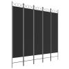 5-Panel Room Divider Black 78.7"x78.7" Fabric