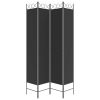 4-Panel Room Divider Black 63"x86.6" Fabric