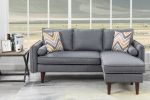 Mia Gray Sectional Sofa Chaise with USB Charger & Pillows