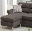 Tan Color Polyfiber Reversible Sectional Sofa Set Chaise Pillows Plush Cushion Couch Nailheads