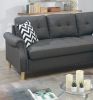 Living Room Corner Sectional Blue Grey Polyfiber Chaise sofa Reversible Sectional