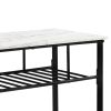 TOPMAX Rustic Farmhouse Counter Height Dining Kitchen Kitchen Island Prep Table, Kitchen Storage Rack with Worktop and 2 Shelves,Faux-Marble, White