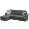 Living Room Corner Sectional Blue Grey Polyfiber Chaise sofa Reversible Sectional