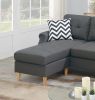 Living Room Corner Sectional Blue Grey Polyfiber Chaise sofa Reversible Sectional