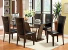 Style Comfort Contemporary 2pcs Side Chairs Dark Cherry Brown Leatherette Cushion Seat Kitchen Dining Room Furniture