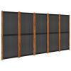 5-Panel Room Divider Black 137.8"x70.9"