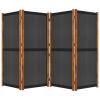 4-Panel Room Divider Black 110.2"x70.9"