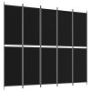 5-Panel Room Divider Black 98.4"x86.6" Fabric