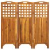 3-Panel Room Divider 47.6"x0.8"x47.2" Solid Acacia Wood