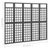 5-Panel Room Divider/Trellis Solid Fir Wood Black 79.3"x70.9"