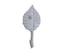 Whitewashed Cast Iron Birch Tree Leaf Decorative Metal Tree Branch Hook 6.5""