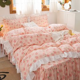 Small Floral Korean Version Bed Skirt Set Of Four Pieces (Option: Oolong-1.5m bed sheet style)