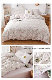 Korean Style Pure Cotton Bedding Set Of Four Pieces (Option: White-1.8m bed sheet style)