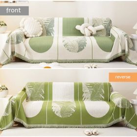 Chenille Sofa Cover Towel Four Seasons (Option: Feather Leaf Green-180x230cm)