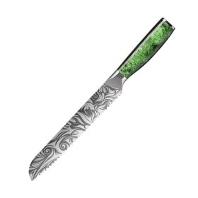 Laser Grain Stainless Steel 5CR15 Green (Option: 8inch bread knife)