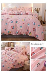 Korean Style Pure Cotton Bedding Set Of Four Pieces (Option: Sweetheart Strawberry-1.8m bed sheet style)