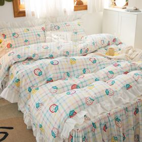 Small Floral Korean Version Bed Skirt Set Of Four Pieces (Option: Strawberry-1.2m bed sheet style)