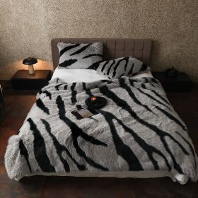 Altan Long-haired Rabbit Fur Short Velvet Cover Blanket Affordable Luxury Style (Option: Zebra Gray-Blanket 100x160cm)