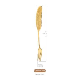 Stainless Steel Small Spoon Wedding Gift (Option: Feather Fork Gold)