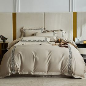 120 Pillow Cotton Four Piece Luxury Pure Cotton Duvet Cover (Option: Light Camel-200x230cm)