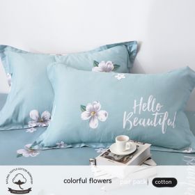 A Pair Of Cotton Pillowcases For Household Use (Option: Colorful flowers-40cmX60cm)