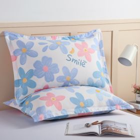 Pair Of Pure Cotton Pillowcases (Option: Shallow flower ripples-48cmX74cm)