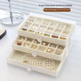 Jewelry Box Anti-oxidation Large Capacity (Option: Beige 18 To18to Empty Disk)