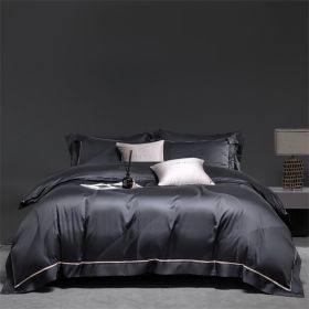 160S Horse Cotton Jacquard Four Piece Set Cotton Bed Sheet And Duvet Cover (Option: Grey-220x240cm)