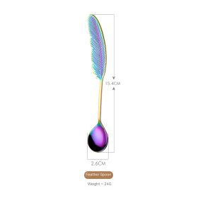 Stainless Steel Small Spoon Wedding Gift (Option: Feather Spoon Magic Color)