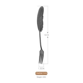 Stainless Steel Small Spoon Wedding Gift (Option: Feather Fork Black)