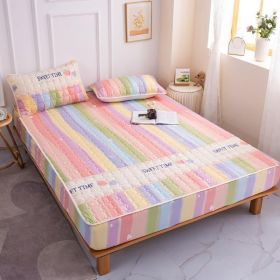 Cotton Covered Anti Slip Cartoon Bedspread (Option: Rainbow Peach-Same pillow case 1pair)