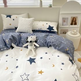 Four Piece Set Of Pure Cotton Bedding (Option: Starry Night-0.9m bed sheet style)