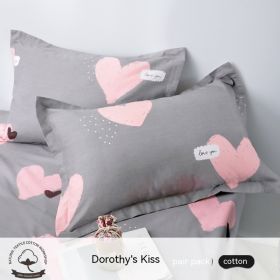 A Pair Of Cotton Pillowcases For Household Use (Option: Peach Joy Kiss-40cmX60cm)