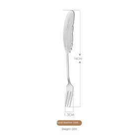 Stainless Steel Small Spoon Wedding Gift (Option: Feather Fork Silver)