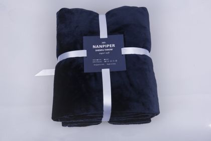 Elegant Double-sided Flannel Blanket Soft Four Seasons Universal Cover Blanket Air Conditioning Blanket (Option: Navy Blue-127cmx165cm)