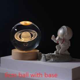 Cosmos Series Luminous Crystal Ball Night Light Desktop Ornament (Option: Saturn-6cm ball with base)