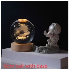 Cosmos Series Luminous Crystal Ball Night Light Desktop Ornament (Option: Cloud cover-6cm ball with base)