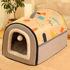 Warm Enclosed Removable And Washable Corgi And Shiba Inu House (Option: Yellow-XS)