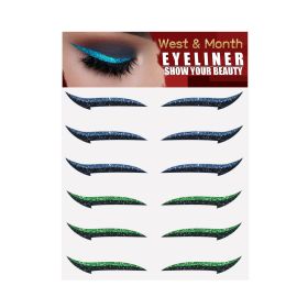 European And American Eyeliner Stickers Six Pairs (Option: Blue Green)