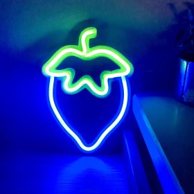 Strawberry Neon Led Modeling Lamp Party Decoration Ambience Light (Option: Blue Strawberry-USB)