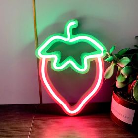 Strawberry Neon Led Modeling Lamp Party Decoration Ambience Light (Option: Coral Pink Strawberry-USB)