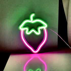 Strawberry Neon Led Modeling Lamp Party Decoration Ambience Light (Option: Pink Strawberry-USB)