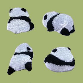 Shoes And Hat Decoration Cute Panda Embroidered Cloth Stickers (Option: 4Pcs Back glue style)